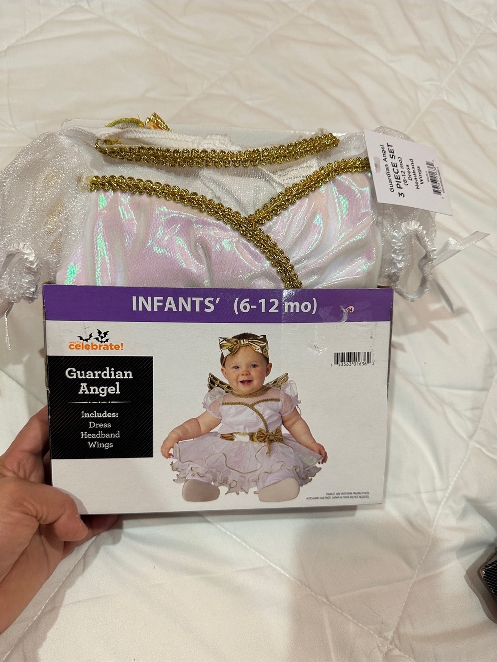 NEW Guardian Angel Infant Costume Dress - White & Gold (6-12 mo) - Picture 3 of 6